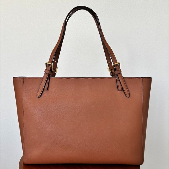 Tory Burch York Buckle Large Tote Leather Luggage/Camel/Tan - Picture 2 of 16